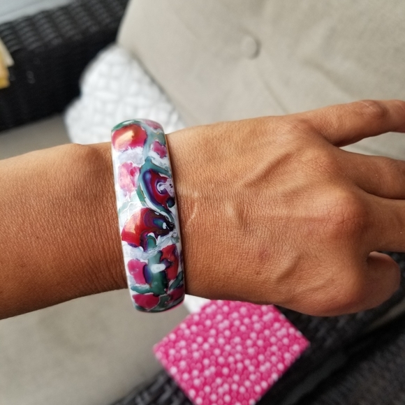 Vintage boho flower  bracelet cloisonne millie savage - Picture 1 of 16